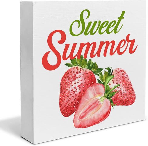 Summer Blueberry Art Wood Box Sign Desk Decor Sweet Summer Wood Block Sign Decor for Home Kitchen Shelf Wall in Saudi Arabia