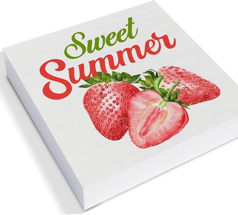 Summer Blueberry Art Wood Box Sign Desk Decor Sweet Summer Wood Block Sign Decor for Home Kitchen Shelf Wall in Saudi Arabia