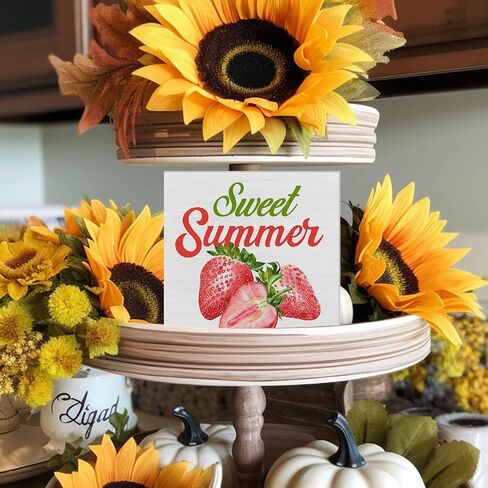 Summer Blueberry Art Wood Box Sign Desk Decor Sweet Summer Wood Block Sign Decor for Home Kitchen Shelf Wall in Saudi Arabia