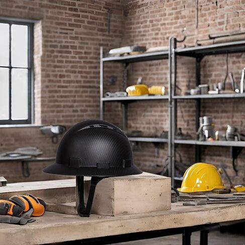 Full Brim Hard Hat Carbon Fiber Design 6 Point Adjustable Ratchet Suspension OSHA Approved ABS Work Helmet for Men&Women ANSI Z89.1 TYPE I CLASS C in Saudi Arabia