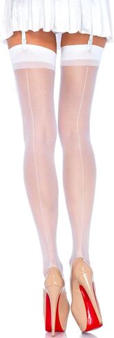 Leg Avenue Women's Sheer Lace Top Thigh High Stockings with Backseam in Saudi Arabia