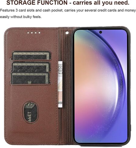 Case for Samsung Galaxy S22 Ultra, Premium PU Leather Wallet Case Card Holder Kickstand Built-in Magnetic Closure Plaid Pattern Flip Folio Phone Cover for Samsung Galaxy S22 Ultra - Brown in Saudi Arabia