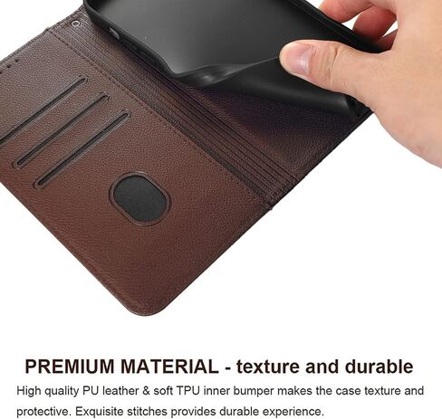 Case for Samsung Galaxy S22 Ultra, Premium PU Leather Wallet Case Card Holder Kickstand Built-in Magnetic Closure Plaid Pattern Flip Folio Phone Cover for Samsung Galaxy S22 Ultra - Brown in Saudi Arabia