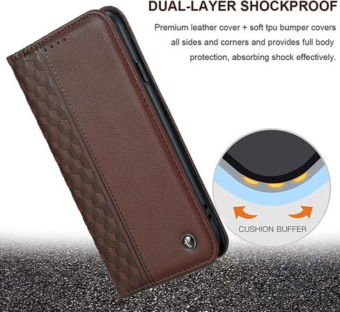 Case for Samsung Galaxy S22 Ultra, Premium PU Leather Wallet Case Card Holder Kickstand Built-in Magnetic Closure Plaid Pattern Flip Folio Phone Cover for Samsung Galaxy S22 Ultra - Brown in Saudi Arabia