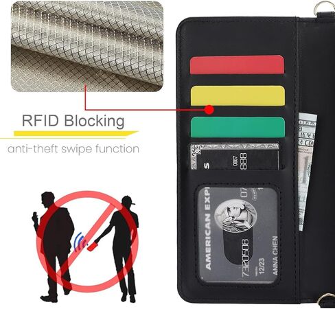 for Samsung Galaxy Z Fold 6 Wallet Case with 6 Credit Card Slots and S-Pen Slot,RFID Blocking,Multi Card Luxurious Leather Magnetic Clasp Kickstand Cover.(Black) in Saudi Arabia