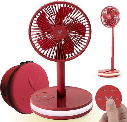 VENTY Original Portable Fan - Wireless Battery Operated Fan With 4 Speeds, LED Lighting, Carry Case & Remote Control - Premium Travel Rechargeable Fan & Power Bank With USB & USB-C Ports (Black) in Kuwait