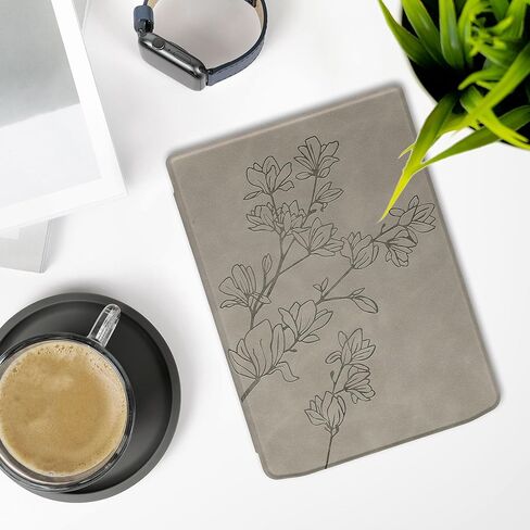 غطاء kwmobile متوافق مع Pocketbook InkPad 4 / Color 3 / Color 2 / Vivlio InkPad 4 / InkPad Color 3 Cover - حافظة القارئ الإلكتروني - رمادي فاتح in Saudi Arabia