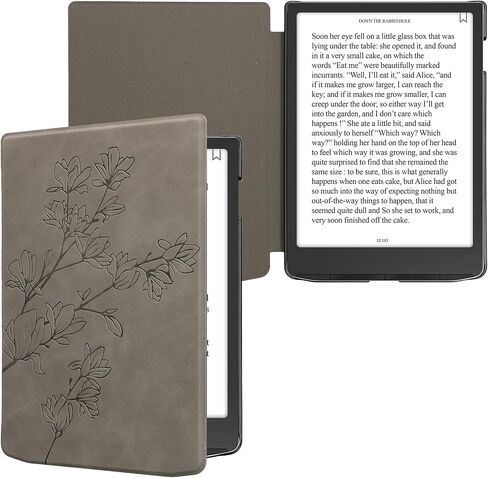 غطاء kwmobile متوافق مع Pocketbook InkPad 4 / Color 3 / Color 2 / Vivlio InkPad 4 / InkPad Color 3 Cover - حافظة القارئ الإلكتروني - رمادي فاتح in Saudi Arabia