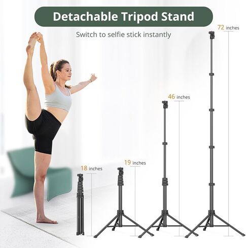Eicaus 72'' Phone Tripod, Tripod for iPhone & Selfie Stick Tripod with Phone Mount and Remote - Upgraded, Stable, and Portable Tripod for iPhone 15/14/13, Android, Cameras and Action Cameras in Kuwait