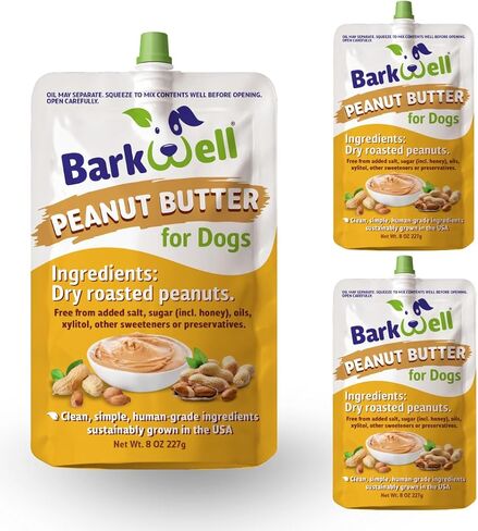 Peanut Butter Squeeze - All-Natural Dog Peanut Butter for Dogs Dog Treat Sourced and Made in The USA 3 Pack (24 oz) (Peanut Butter) in Saudi Arabia