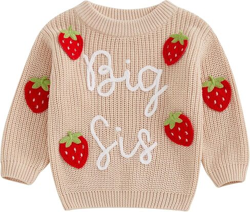 Toddler Infant Baby Girl Knit Sweater Big Sister Little Sister Matching Outfits Long Sleeve Pullover Sweatshirt in Kuwait
