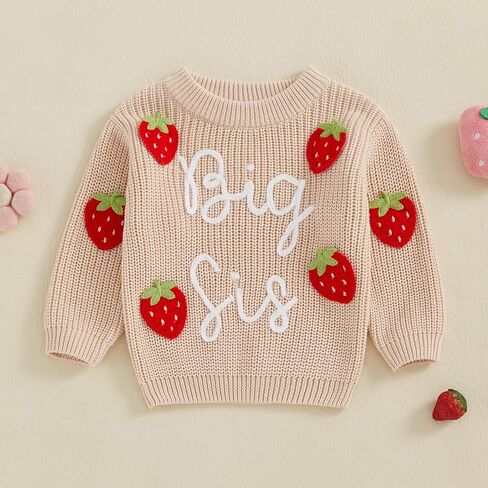 Toddler Infant Baby Girl Knit Sweater Big Sister Little Sister Matching Outfits Long Sleeve Pullover Sweatshirt in Kuwait
