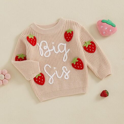 Toddler Infant Baby Girl Knit Sweater Big Sister Little Sister Matching Outfits Long Sleeve Pullover Sweatshirt in Kuwait