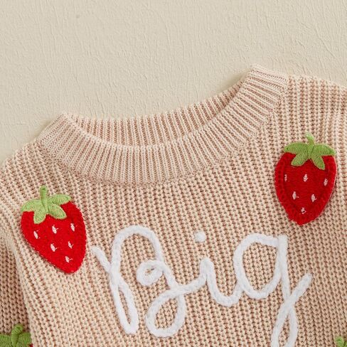Toddler Infant Baby Girl Knit Sweater Big Sister Little Sister Matching Outfits Long Sleeve Pullover Sweatshirt in Kuwait
