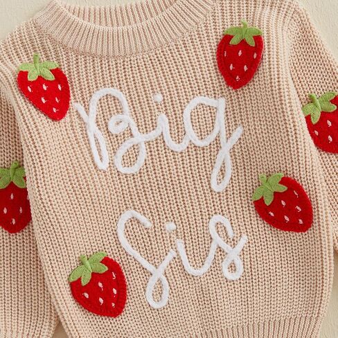 Toddler Infant Baby Girl Knit Sweater Big Sister Little Sister Matching Outfits Long Sleeve Pullover Sweatshirt in Kuwait
