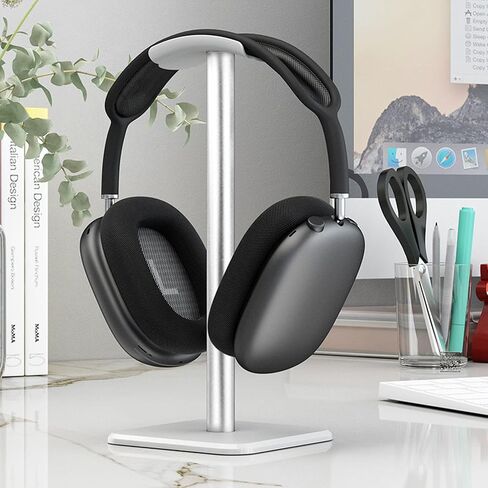 Cuifati Headphone Stand, Aluminum Desktop Headset Stand, Headset Earphone Holder with Solid Base TPU Tray, for AirPods for Beats for Bose for HyperX, Easy to Install (Black) in Saudi Arabia