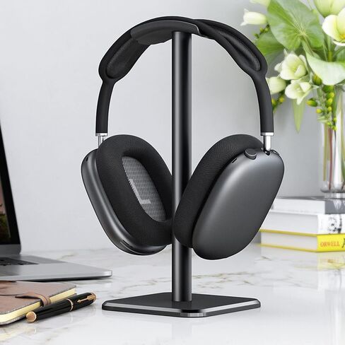 Cuifati Headphone Stand, Aluminum Desktop Headset Stand, Headset Earphone Holder with Solid Base TPU Tray, for AirPods for Beats for Bose for HyperX, Easy to Install (Black) in Saudi Arabia