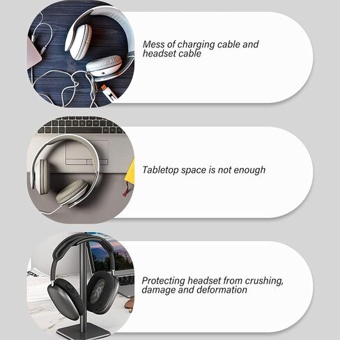 Cuifati Headphone Stand, Aluminum Desktop Headset Stand, Headset Earphone Holder with Solid Base TPU Tray, for AirPods for Beats for Bose for HyperX, Easy to Install (Black) in Saudi Arabia