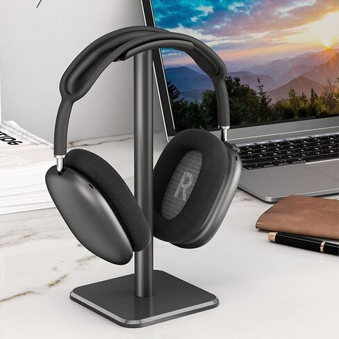 Cuifati Headphone Stand, Aluminum Desktop Headset Stand, Headset Earphone Holder with Solid Base TPU Tray, for AirPods for Beats for Bose for HyperX, Easy to Install (Black) in Saudi Arabia