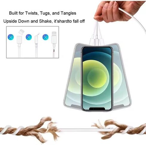 3 قطع شواحن حائط سريعة USB-C بقدرة 20 وات مع كابلات من النوع C إلى النوع C بطول 6 أقدام - مجموعة محول شحن سريع للهواتف والأجهزة اللوحية in Kuwait