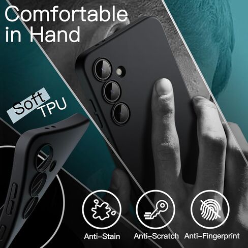 JETech Slim Fit Case for Samsung Galaxy S24 FE, Flexible Soft TPU Shockproof Thin Phone Cover with Matte Finish (Black) in Saudi Arabia