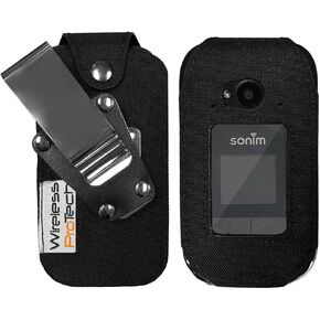 Case Compatible with Sonim XP3 Plus Phone Model XP3900, Form Fitted Nylon Case with 4-Way Locking Belt Clip, Built-in Screen & Keypad Protection