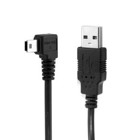 NFHK Mini USB B Type 5pin Male Left Angled 90 Degree to USB 2.0 Male Data Cable with Ferrite 3.0m
