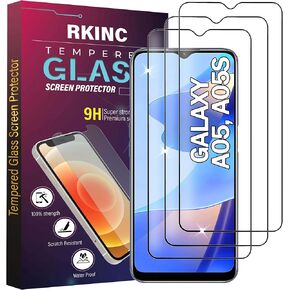 RKINC Screen Protector [3-Pack] for Samsung Galaxy A05, A05s, Tempered Glass Film Screen Protector, 0.33mm [LifetimeWarranty][Bubble-Free][Anti-Scratch][Anti-Shatter]