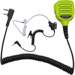 WODASEN IP65 Waterproof Walkie Talkie Speaker Mic Heavy Duty Remote Radio Microphone Shoulder Handheld Lapel Mic Green with 3.5mm Audio Jack for UV-5R UV-82HP AR-152 BF-888S BF-F8HP Arcshell AR-5