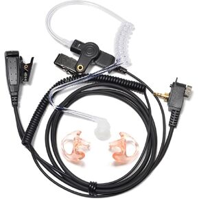 HYS Clear Coil Tube Earbud Earpiece W/ 2.5mm S/P with Copper Ring/a Screw for Motorola MTH500 MTH650 MTH800, Acoustic Tube Headset for Law Enforcement, Surveillance Kit with Medium Earmold