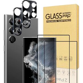 [عبوتان + عبوتان] واقي شاشة Galaxy S23 Ultra، زجاج مقوى مقاوم للخدش 9H، دعم بصمات الأصابع بالموجات فوق الصوتية، لهاتف Samsung Galaxy S23 Ultra 5G 6.8 بوصة واقي شاشة زجاجي in Kuwait