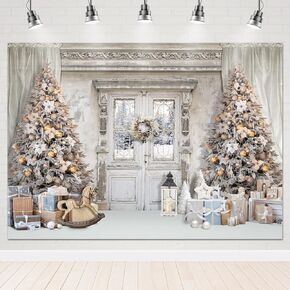 Mocsicka Christmas Winter Manor Photography Backdrop Stylish Christmas Interior Room Photo Background Decorated Xmas Tree Family Kids Holiday Party Banner Decorations Photo Booth Props (10x8ft)