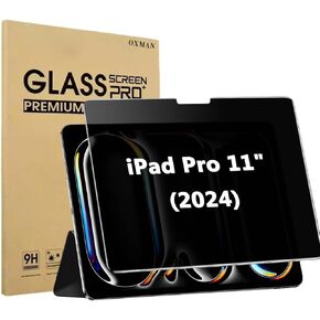 OXMAN 1 Pack Privacy Screen Protector for iPad Pro 11 Inch 2024 Model M4 (5th Generation), transparent