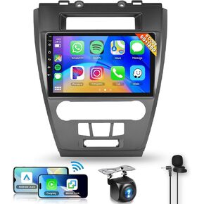 8Core 6+128G Car Stereo for Ford Fusion Mondeo Mustang 2009-2012 Wireless Carplay Android Auto,10 inch 1280 * 720P IPS Touch Screen Radio, Android/GPS Navi/WiFi/32 EQ DSP/Bluetooth/SWC/Backup Camera