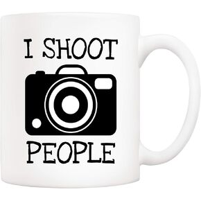 5Aup Funny I Shoot People Photographer Coffee Mug, Birthday Men Gifts for Photography Lover Cup White, 11 Oz