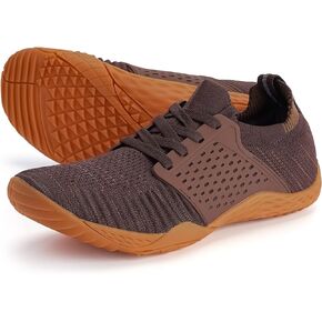 WHITIN Men's Trail Running Shoes Minimalist Barefoot Zero Drop Sneakers Wide Width Size 14 Toe Box Gym Workout Fitness Breathable Brown Gum 48