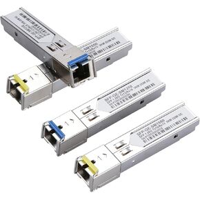4 Pack 3KM SC Connector SFP Module, 1.25G Single-Mode Fiber SC Simplex Connector 1000BASE BiDi 1310nm/1550nm 3km SFP Transceiver Module
