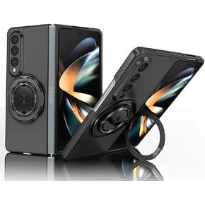 Compatible with Samsung Galaxy Z Fold 4,Magnetic Stand Ring Holder Shockproof Slim Cell Cover Protective,Phone Cover Case for Samsung Galaxy Z Fold 4 5G (Purple)