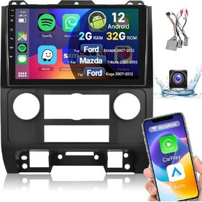 Leadfan Car Stereo for Ford Escape Kuga & Mazda Tribute 2007-2012 Radio Upgrade with Wireless CarPlay Android Auto, 9'' TouchScreen In-Dash GPS Navigation/BT 5.1/WIFI/MirrorLink/SWC/FM + Backup Camera