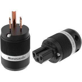 Monosaudio HiFi Power Plug Pure Copper 15A/125V 10A/250V IEC C13/C15 Power Connector Hi-end Audio Power Plug for DIY Audiophile Power Cord HiFi Audio AC Power Cable(Gold Plated)（M100G/F100G）