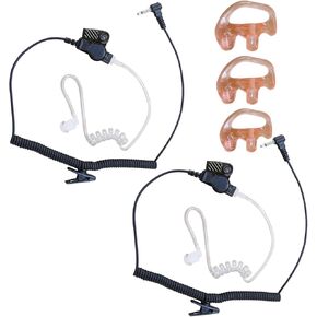 2Pack 3.5mm Listen Only Earpiece for Speaker Mic of Motorola Kenwood Baofeng etc, Acoustic Tube Receive Only Headset with 6 Earmolds, for Police Security and Law Enforcement Use