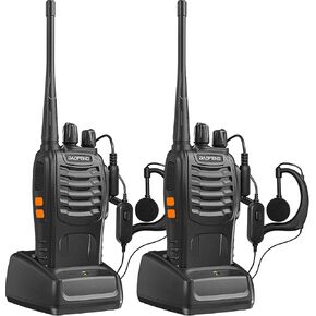 Baofeng Walkie Talkies 888S Rechargeable Long Range with Earpieces for Adults, 16 Channel Professional Radio Handheld Two Way Radios Li-ion Battery and Charger Included