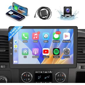 راديو سيارة Leadfan Android لسيارة شيفروليه / GMC / Buick، راديو سيارة بشاشة تعمل باللمس 10.1 بوصة مع Carplay لاسلكي ووحدة رأس تلقائية تعمل بنظام Android وكاميرا احتياطية بلوتوث وكاميرا GPS WiFi Mirrorlink FM 2+32G