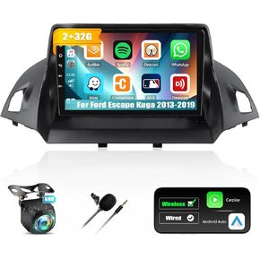 [4+64G] Android 13 Car Stereo for Ford Escape Kuga 2013-2019 with Wireless Carplay&Android Auto,9 Inch Car Radio with Mirror Link Bluetooth FM/RDS WiFi GPS EQ DSP SWC Dual USB+AHD Backup Camera
