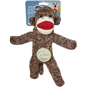 Vibrant Life Playful Buddy Sock Monkey Squeaky Dog Toy for Small to Medium Size Dogs, Colors May Vary, Washable