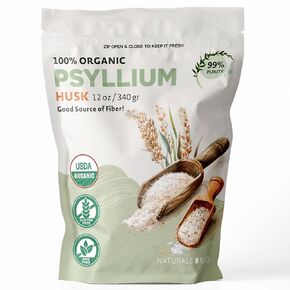 NaturaleBio Psyllium Husk 1.5lbs. 99% Pure Gluten Free Fiber Supplement. USDA Organic Certified, Produced in India. Perfect for Keto, Paleo, Vegan, and Gluten Free Diets. Probiotics for Men and Women