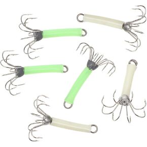6Pcs Fluorescent Squid Hooks Sleeve Fishing Lure Bait Hooks for Tuna Bass Dolphin Glow the Dark in Kuwait