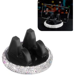 1 PC Bling Car 360-degree Adjustable Phone Holder, 3.15" x 1.77" Self-Adhesive Center Console Navigation Holder with Sparkling Rhinestones, Travel Accessory, Suitable for Most Cars (Pink)