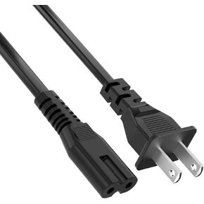 6 Feet Figure 8 Power Cord (2 Prong Non-Polarized),NEMA 1-15P to C7 IEC 320 Replacement Cable for Game Systems, Satellite, CATV, TV, PS4, Speakers, and Monitors