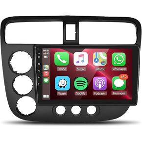 Android 13 Double Din Car Stereo for Honda Civic 2000-2005 with CarPlay 9 Inch HD Touch Screen Car Audio Multimedia Receiver Android Auto GPS Radio Navigation Bluetooth Camera